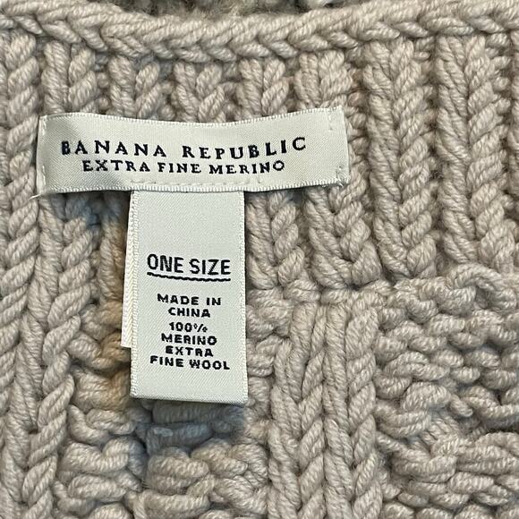 Banana Republic Merino Wool Hat Scarf Set Pockets Newsboy Beanie Tan Extra Fine main image 4